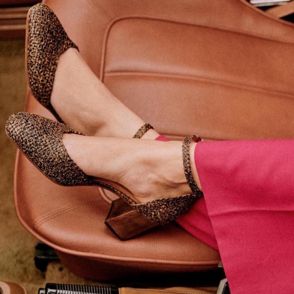 Sezane Emmeline leather woven pumps sz 40